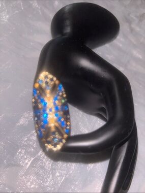 Gold Crystal Marquise Ring with Blue Accents - Unbranded